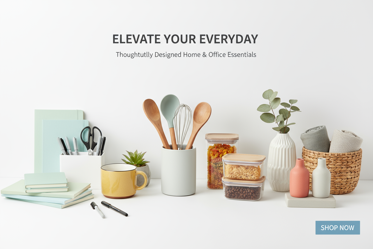 a baner for a go towebsite for everyday house hold and office items 